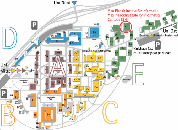 Map of the Saarland University Campus