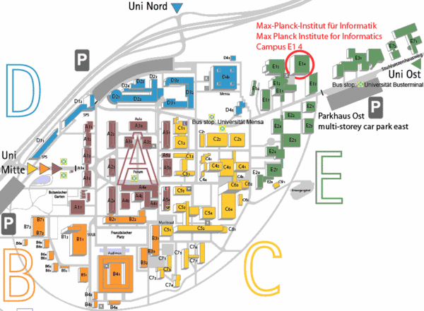 Übersichtskarte der Universität des Saarlandes